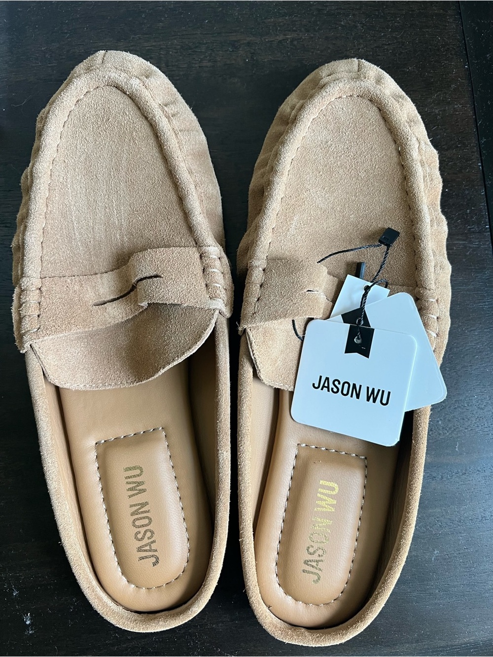 NWT JASON WU Meeky Women’s Leather Tan Low Slide Loafer Style Shoes sz 9.5 M